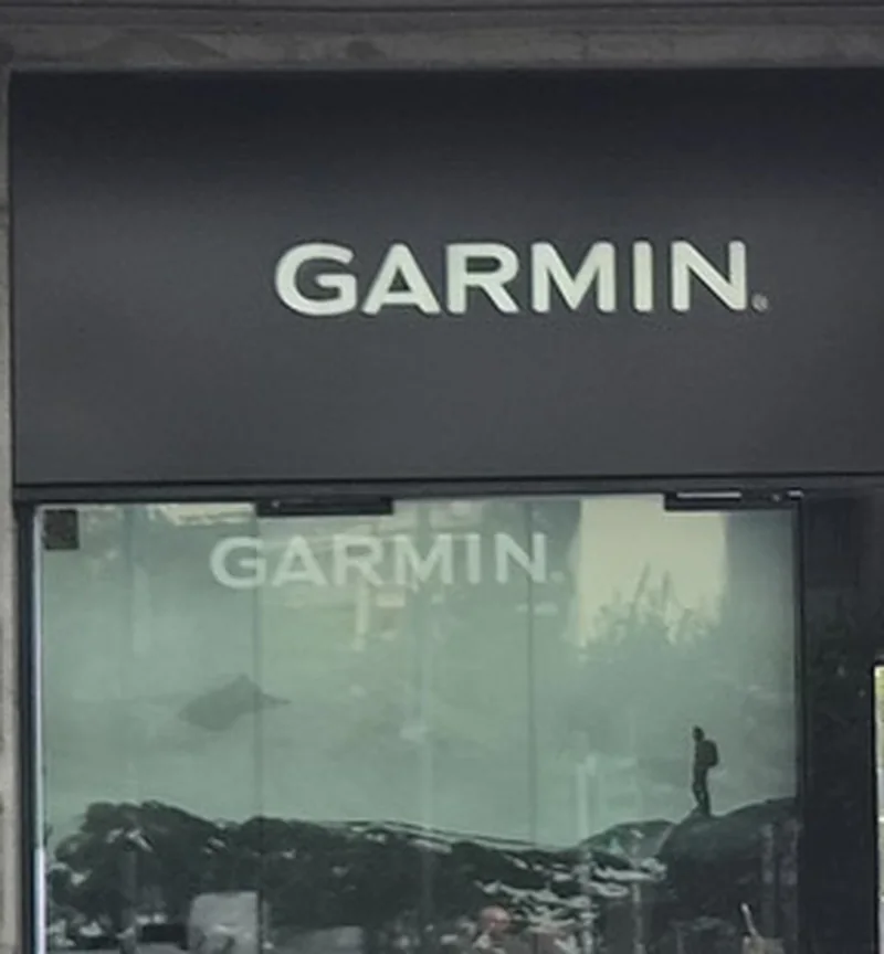 A Garmin storefront in Milano, photographed on a store visit